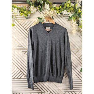 Life After Denim Men's Cotton Cashmere Sweater Gray Pullover V Neck L/S SZ 1
